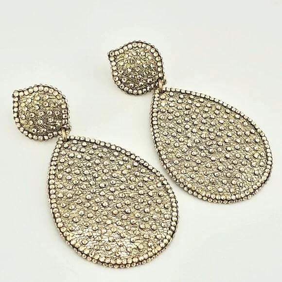Roni Blanshay Swarovski Crystal Teardrop Statement Earrings – Champagne Gold - Picture 5 of 11